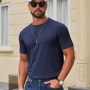 COOFANDY Men's T Shirt Short Sleeve Cotton Blend T-Shirts Crew Neck Casual Summer Basic Tee Shirts