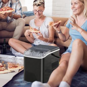 NEWBULIG Ice Makers Countertop with Handle, Portable Ice Machine, 9 Bullet Ice Cubes in 6 Mins, 26lbs in 24Hrs, Auto-Cleaning, with Basket and Scoop, for Home, Kitchen, RV, Camping,Black | 9 Bullet Cubes in 6 Mins, 26lbs in 24Hrs, Auto-Cleaning, with Basket and Scoop, for Home, Kitchen, RV, Camping, Black