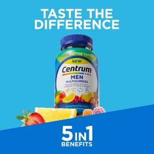 Centrum MultiGummies for Men, Assorted Fruit Flavors, 170 Count | Contains Vitamin D3, B Vitamins and Antioxidants, Gluten Free, Non-GMO Ingredients, GLP-1 Support