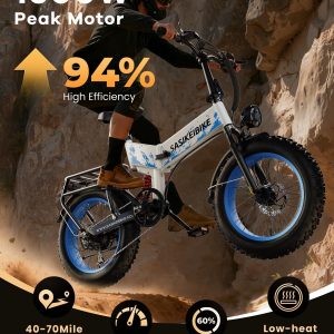 1500W Folding Electric Bike for Adult 52V20Ah Battery 20x4inch Ebike | Foldable Front & Rear Fork Suspension Ebike for Commuter&Mountain,Removable Battery E-bike,70mile Range Electric Bicycle