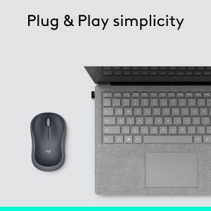 Logitech Ratón inalámbrico ambidiestro compacto M185 de 2,4 GHz - Gris Swift | Ambidextrous mouse with 2.4 GHz USB-A Nano Receiver, Optical Tracking, 12-Months Battery Life, PC, Mac, Laptop compatible