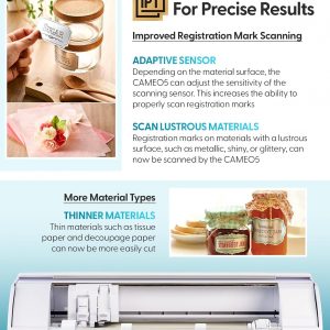 Silhouette America Cameo 5 Alpha (α) - Smart Cutting Machine for Print & Cut - Quiet Operation with AutoBlade, Studio Software, Cutting Mat- Vinyl, Paper & Fabric Compatible - Classic White | AutoBlade, Studio software, mat, vinyl, paper and fabric compatibility