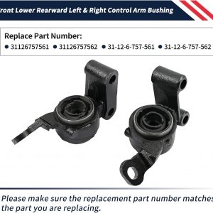 Front Lower Rearward Left & Right Control Arm Bushing Compatible with Mini Cooper 2002 2003 2004 2005 2006 2007 2008 Replaces 31126757561 31126757562 31-12-6-757-561 31-12-6-757-562
