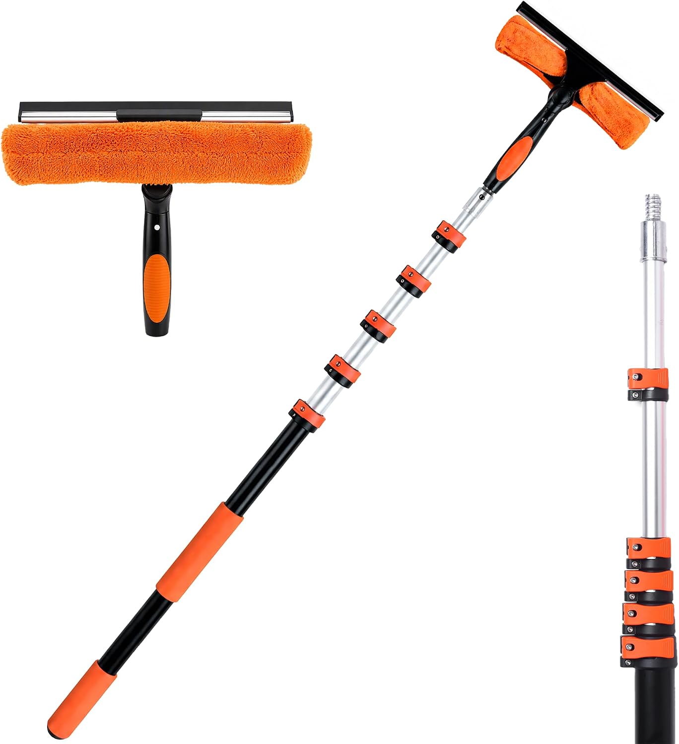 26FT Window Washing Kit, Squeegee with Telescopic Extension Pole
