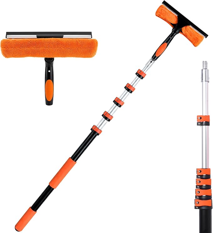 26FT Window Washing Kit, Squeegee with Telescopic Extension Pole