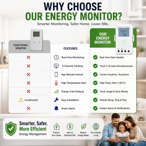 WiFi Home Energy Monitor with 3 80A CT Clamps, Circuit-Level Monitoring, Real-Time Electricity Usage Monitor, Smart Life/Tuya App, Voltage Current Power Tracking for Home, Solar, HVAC, Water Heater