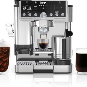 Ninja Luxe Café Pro Series, máquina de café expreso, café por goteo, infusión fría, agua caliente, prensador integrado, molinillo integrado, espumador manos libres para capuchinos, lattes, americanos