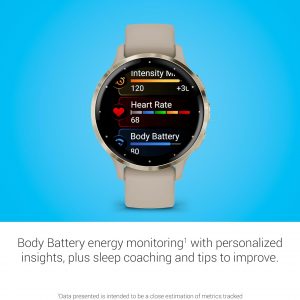 Garmin Venu® 3S, Premium Fitness Smartwatch, 41mm, French Gray | Body Battery™ Energy Monitoring, Sleep Coach, Built-In Sports Apps, Built-In Speaker & Mic, Workout Benefit & Recovery Time