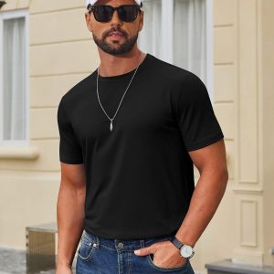 COOFANDY Men's T Shirt Short Sleeve Cotton Blend T-Shirts Crew Neck Casual Summer Basic Tee Shirts