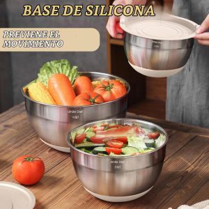 Juego de tazones para mezclar con tapas herméticas, 26 piezas de tazones de acero inoxidable caqui con accesorios para rallador, fondos antideslizantes y juego de utensilios de cocina, tamaños 7, 4