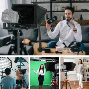 NEEWER X12 Teleprompter de aleación de aluminio de 14 pulgadas compatible con iPhone iPad DSLR Cámaras Teléfono Tablet con control remoto Funda de transporte Paño de limpieza, Control APP para iOS