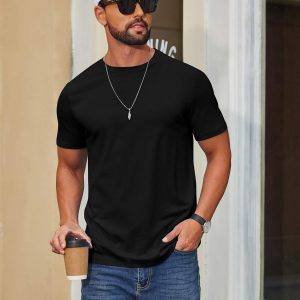 COOFANDY Men's T Shirt Short Sleeve Cotton Blend T-Shirts Crew Neck Casual Summer Basic Tee Shirts