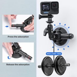 Ulanzi SC-01 Heavy-Duty Suction Cup Mount for Camera/Phone/Accessory (3"), Pump-actived Vacuum Suction Cup Mount, Magic Arm Phone Holder Action Cam Adapter Car Boats Windshield Window Mount
