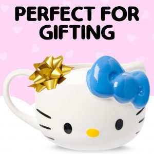 Silver Buffalo Sanrio Hello Kitty Blue Bow, 3D Sculpted Mug, 20oz | Ceramic, 0.59 Liters
