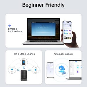 Yxk Zero1 2-Bay Desktop NAS, Beginner-Ready Silent Home NAS Storage 2.5GbE, Maximum 60TB Capacity (Diskless), Support Docker, Remote Access, 4GB RAM, 2.5GbE, 4K HDMI, Network Attached Storage