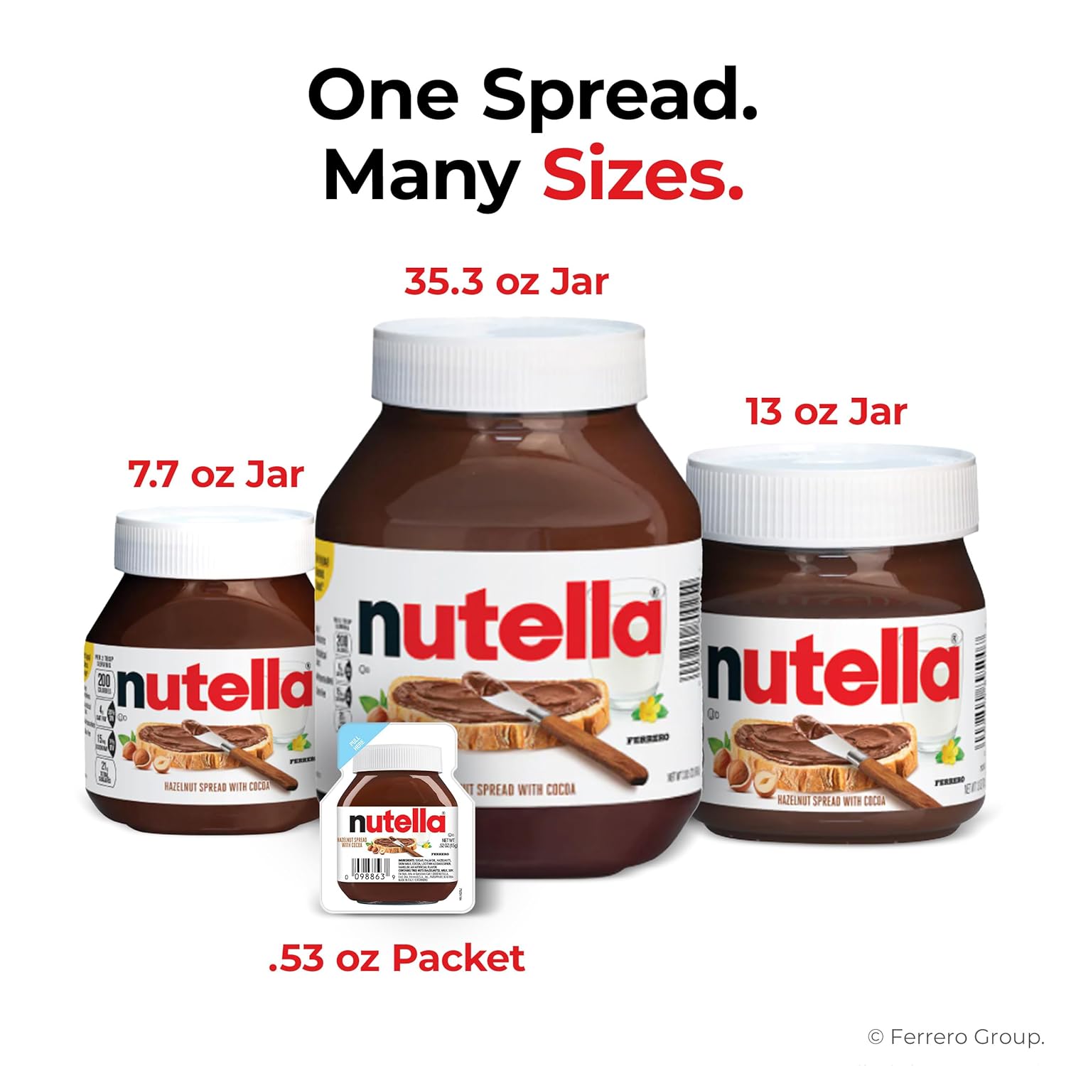 Nutella Hazelnut Spread with Cocoa, Creamy Hazelnut Spread, Breakfast Favorite, 35.3 oz Jar
