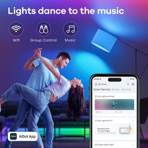 Linkind Smart Light Bulbs, Work with Alexa, Google Home, AiDot | Led Color Changing Light Bulb RGBTW, 2.4G WiFi+Bluetooth, 104 Preset Scene, Music Sync, DIY, Dotis, A19 E26, 60W 800LM, 4Pack