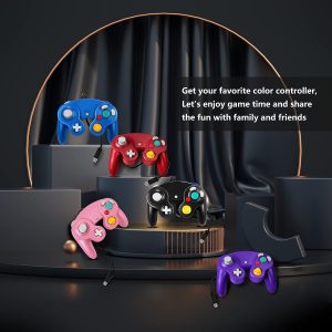 Controlador Fiotok Gamecube, controlador clásico con cable para Nintendo Wii Gamecube (Negro)