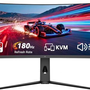 KTC Monitor curvo para juegos ultraancho de 49 pulgadas, monitor de computadora 5K2K 5120x1440 DQHD, 180Hz, 32:9, HDR 400, puerto HDMI DP tipo C de 90 W, KVM incorporado, altavoces, sincronización adaptativa, ajuste de altura giratoria de inclinación, H49S66