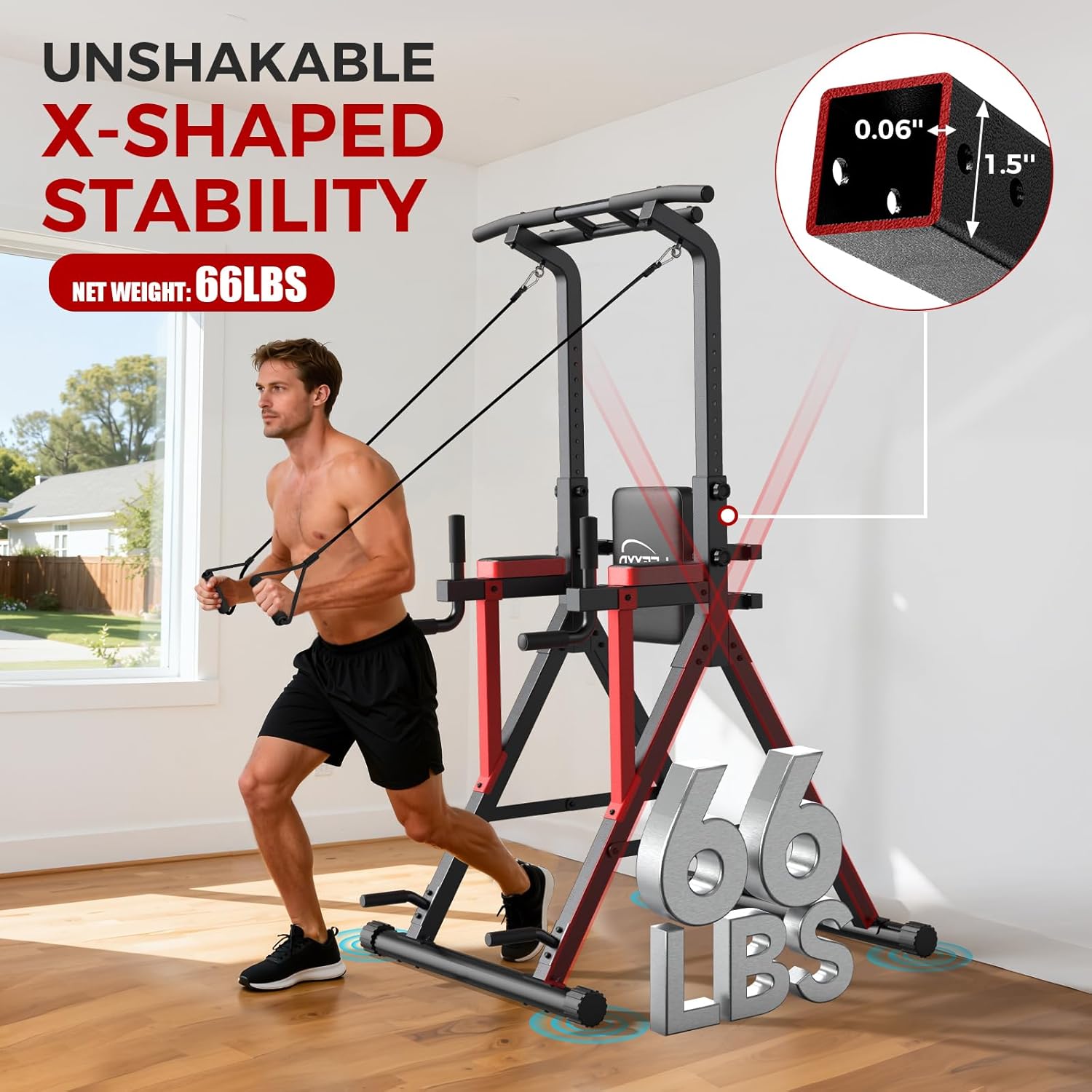 Power Tower Pull Up Bar Free Standing,Strength Training Equipment