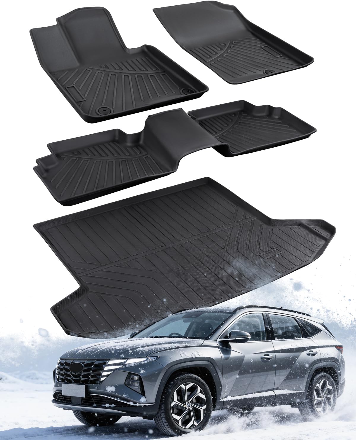 for 2022-2025 2026 Hyundai Tucson Floor Mats (Gas Models Only) | All-Weather TPE Car Mats & Cargo Liner, Custom Fit for Tucson SE SEL Limited XRT, Not for Hybrid/PHEV