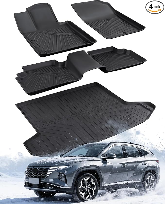 for 2022-2025 2026 Hyundai Tucson Floor Mats (Gas Models Only) | All-Weather TPE Car Mats & Cargo Liner, Custom Fit for Tucson SE SEL Limited XRT, Not for Hybrid/PHEV