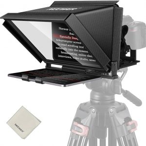 NEEWER X12 Teleprompter de aleación de aluminio de 14 pulgadas compatible con iPhone iPad DSLR Cámaras Teléfono Tablet con control remoto Funda de transporte Paño de limpieza, Control APP para iOS