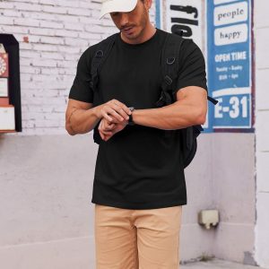 COOFANDY Men's T Shirt Short Sleeve Cotton Blend T-Shirts Crew Neck Casual Summer Basic Tee Shirts