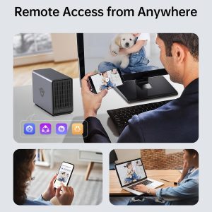 Yxk Zero1 2-Bay Desktop NAS, Beginner-Ready Silent Home NAS Storage 2.5GbE, Maximum 60TB Capacity (Diskless), Support Docker, Remote Access, 4GB RAM, 2.5GbE, 4K HDMI, Network Attached Storage