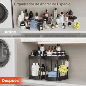 Ukeetap Organizadores de almacenamiento extraíbles multiusos, organizadores debajo del fregadero/gabinete y almacenamiento para baño y cocina, negro, 12.8 pulgadas, 2 paquetes | Organizadores de gabinetes multiusos y almacenamiento para baño y cocina