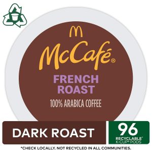 McCafe French Roast, Single Serve Coffee Keurig K-Cup Pods, Dark Roast, 96 Count (4 Packs of 24)