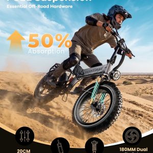 1500W Folding Electric Bike for Adult 52V20Ah Battery 20x4inch Ebike | Foldable Front & Rear Fork Suspension Ebike for Commuter&Mountain,Removable Battery E-bike,70mile Range Electric Bicycle