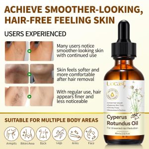 Uocasi Cyperus Rotundus Oil, Cypress Rotundus Oil for Hair Removal, Natural Inhibitor to Reduce Unwanted Hair Growth, Soothes Skin & Minimizes Pores, All Skin Types, 2.02 Oz