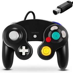 Controlador Fiotok Gamecube, controlador clásico con cable para Nintendo Wii Gamecube (Negro)