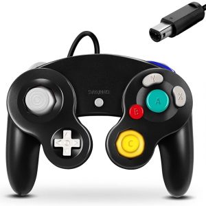 Controlador Fiotok Gamecube, controlador clásico con cable para Nintendo Wii Gamecube (Negro)