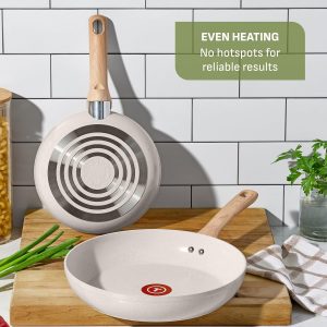 T-Fal Revive Ceramic Nonstick Pots and Pans Set, 12-Piece, Beige Granite