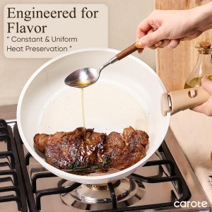 CAROTE 19pcs Pots and Pans Set Non Stick, Cookware Set Detachable Handle | Induction Compatible, Dishwasher & Oven Safe, Space Saving, Camping Cooking Set, Kitchen Set, White