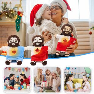 Yelakey - Peluche de Jesús de 15.7 pulgadas que respira, juguete musical | con resplandor y canciones, muñeca de peluche de Jesús, juguetes de Jesús, regalo de Navidad