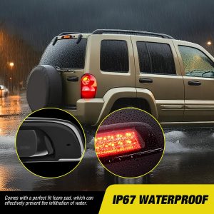 Nilight Third Brake Light for Jeep Liberty 2002 2003 2004 2005 2006 2007 | for Jeep Liberty 2002 2003 2004 2005 2006 2007, High Mount 3rd Stop LED Rear Cab Center Van SUV Tail Lamp, Smoked Lens