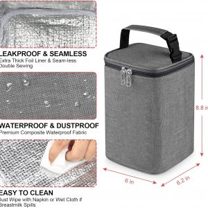 Bolsa de enfriamiento de leche materna Accmor con paquete de hielo, bolsas de enfriamiento para biberones, bolsas aisladas para llevar, cabe 4 botellas grandes de 8 onzas, para madres lactantes