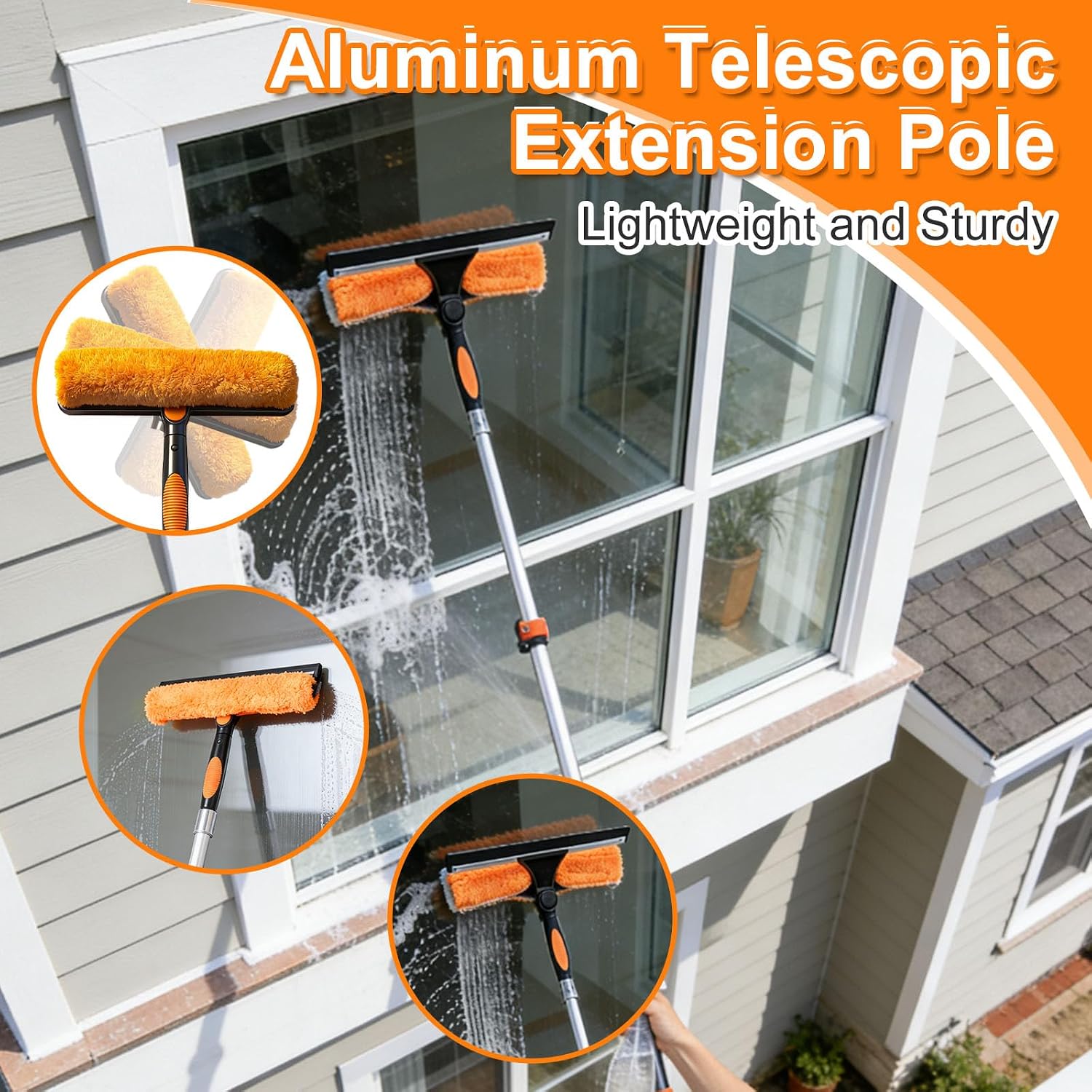 26FT Window Washing Kit, Squeegee with Telescopic Extension Pole