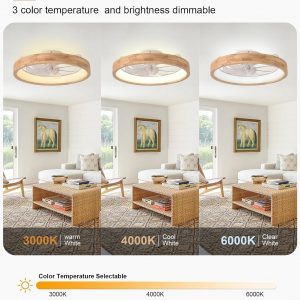 Ventilador de techo de madera de perfil bajo moderno de 20