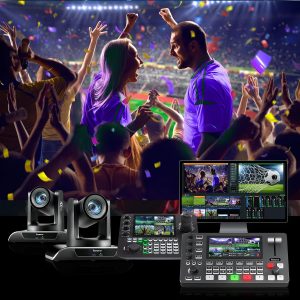 Tenveo Conmutador Mezclador de Video HDMI 4K60FPS, 4*SDI & 4*HDMI Entrada, Conmutador de Transmisión en Vivo de 5 Canales, Pantalla FHD de 5.5’’, Salida de 1080P60FPS, Grabación de Video USB, Soporte