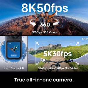 Insta360 X6 Essentials Bundle White - 8K 360 Camera with 1/1.1'' Sensors | Action Camera, Dual Custom Square 1/1.1" Sensors, Triple AI Chip, Replaceable Lens 2.0, 140 minutes 8K Video