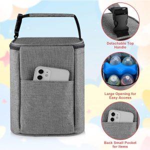 Bolsa de enfriamiento de leche materna Accmor con paquete de hielo, bolsas de enfriamiento para biberones, bolsas aisladas para llevar, cabe 4 botellas grandes de 8 onzas, para madres lactantes