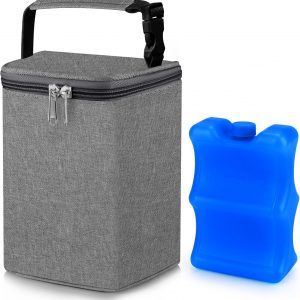 Bolsa de enfriamiento de leche materna Accmor con paquete de hielo, bolsas de enfriamiento para biberones, bolsas aisladas para llevar, cabe 4 botellas grandes de 8 onzas, para madres lactantes