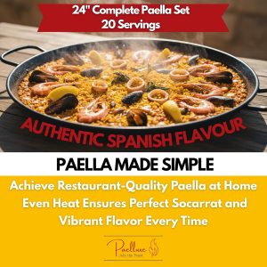 Paelluxe Paella Burner Stand & Regulator Set with 24 Inch Pan- 20 Servings