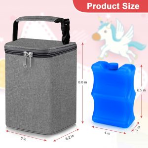 Bolsa de enfriamiento de leche materna Accmor con paquete de hielo, bolsas de enfriamiento para biberones, bolsas aisladas para llevar, cabe 4 botellas grandes de 8 onzas, para madres lactantes