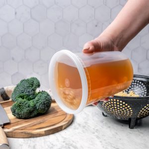 Recipientes de 32 onzas con tapas (paquete de 240) a granel – Recipiente de plástico de cuarto de galón con tapa, desechable, 32 onzas, congelador, sopa y almacenamiento de alimentos, recipiente alto