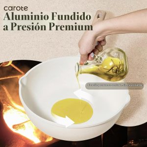 CAROTE Juego de 21 ollas y sartenes, juegos de utensilios de cocina antiadherentes, utensilios de cocina de inducción de granito blanco, juego de cocina antiadherente con sartenes y cacerolas (PFOS,